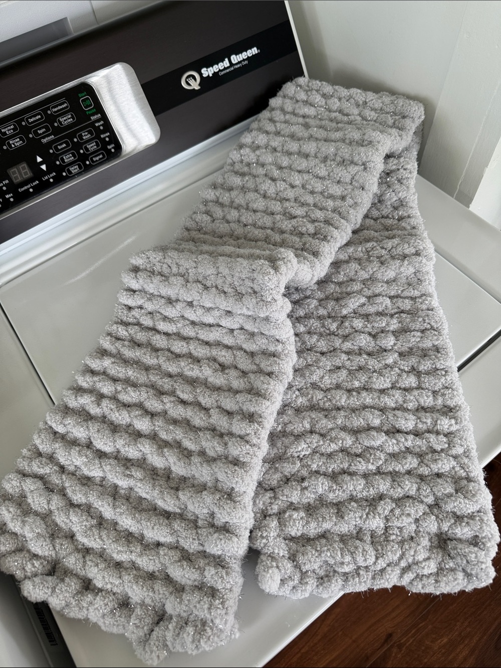 Cozy Plush Chunky Knit Scarf in Light Gray
